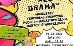 plakat promujący warsztaty teatralne 'Ale drama' 