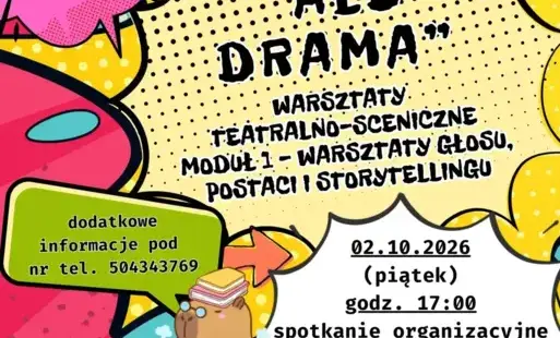 plakat promujący warsztaty teatralne 'Ale drama' 